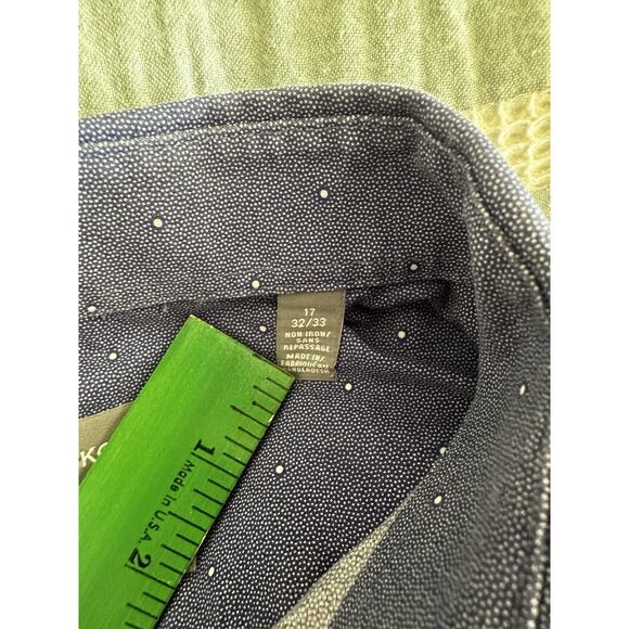 Michael Kors Blue White Dots Slim Fit Airsoft Cotton LS Button Down 17 32/33 - Picture 5 of 6